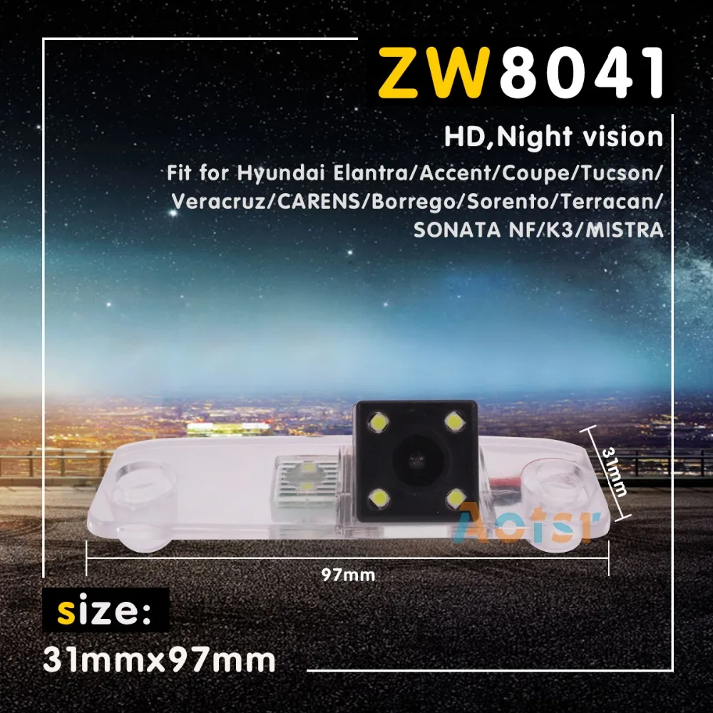 

ZW8041 HD Car Rear View Camera Reverse Backup parking Camera 31*97 mm for Hyundai Elantra/Accent/Coupe/Tucson/Veracruz/CARENS