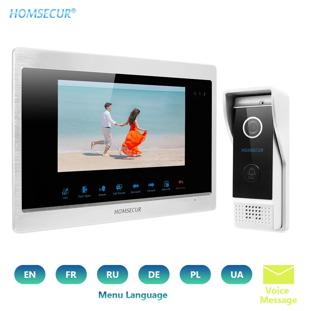 HOMSECUR 7\ Video Door Entry Phone Call System with Waterproof Monitor 1.3MP Touch Keypad Monitor BC031HD-B+BM702HD-S