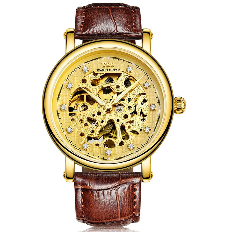 

TSS T5018 metiers-d-art mecaniques ajourees skeleton watch automatic mechanical Luminous Roman gold dial Chinese style