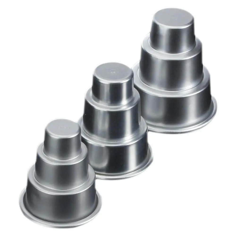 PHFU 3x Mini 3 Tier Wedding Cake Tins Pudding Pan Baking Muffin