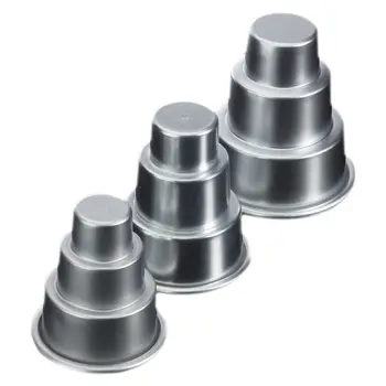 

PHFU-3x Mini 3-Tier Wedding Cake Tins Pudding Pan Baking Muffin Bakeware Mold, 3 Size
