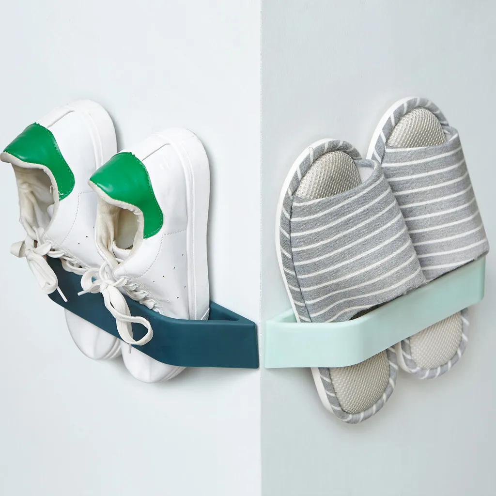 2 шт. бытовые пластиковые настенные вешалки для обуви липкие Висячие кроссовки Держатель крючок для тапочек ванная комната вешалка для полотенца