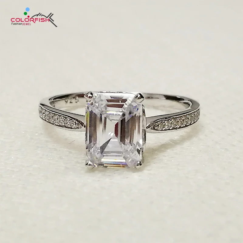 

COLORFISH 1.5 Carat Channel Prong Set Solitaire Engagement Ring Shiny Synthetic Sona Nscd Women 925 Sterling Silver Promise Ring