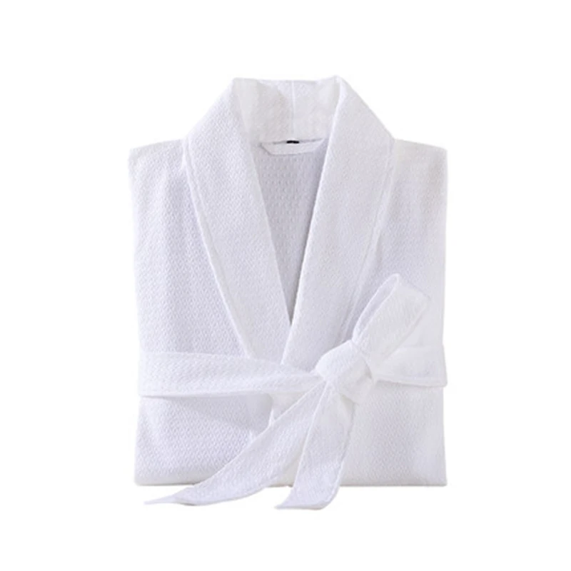 100% Cotton Men Bathrobe Embroidery Waffle Soft Kimono Robe Hotels absorbent Night Dressing Gown pijamas Bridesmaid unisex Robe