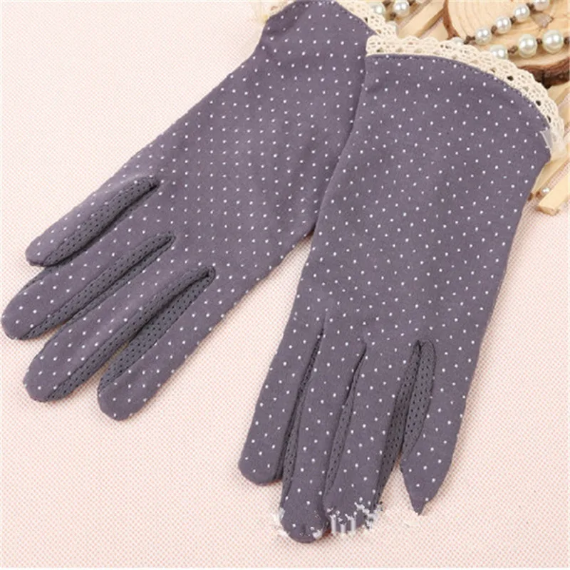 Black Cotton Outdoor UV Protection Driving Gloves Lady Girl Summer