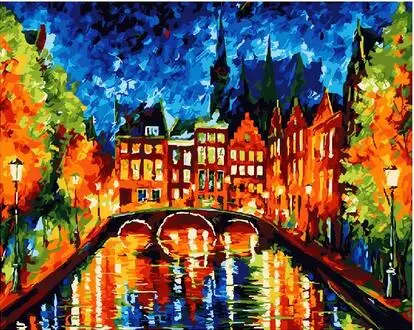 Evening autumn landscape coloring by numbers digital oil painting on canvas wall decoration for living room 60x75cm