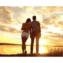 Любовники заката, художественные картины по номерам на холсте, настенные картины в рамке, искусство для гостиной, украшение дома