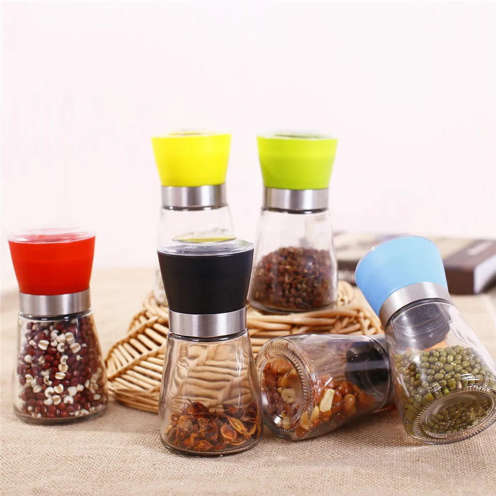 Manual Household Glass Salt and Pepper Grinder Stainless Steel Mill Ceramic Core Seasoning Condiment Bottles | Дом и сад