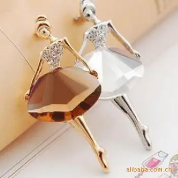 

Fashion Ballet Girl Dancer Popular Elegant Brooch Crystal Rhinestone Brooch Pin Body Jewelry Accessories