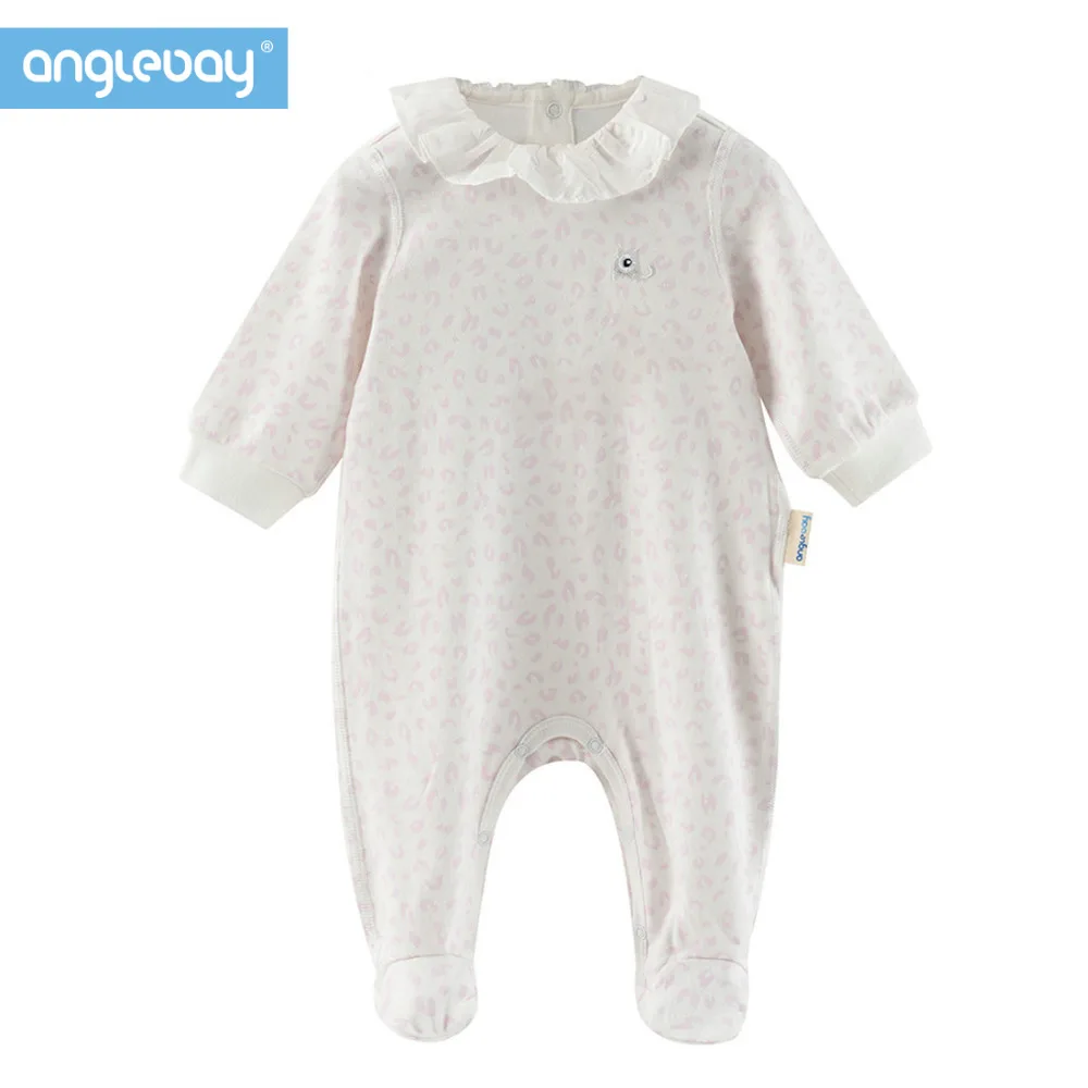 

Anglebay 0~12 Months Newborn Baby One Piece Footies Cotton Flarel Baby Girls Clothing Newborn Footie Embroidered Long Sleeve