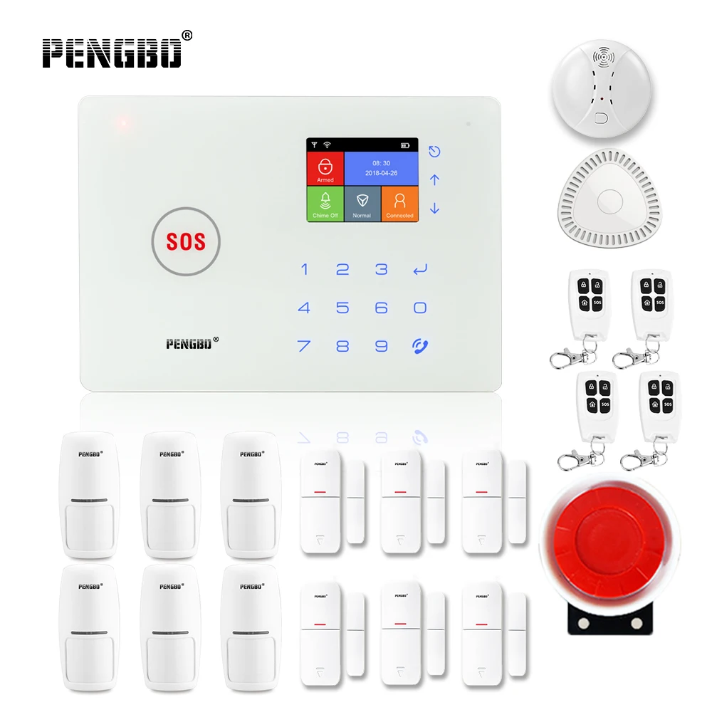 

PENGBO WIFI GSM Home Burglar Security Alarm System Motion Detector APP Control Fire Smoke Detector Alarm