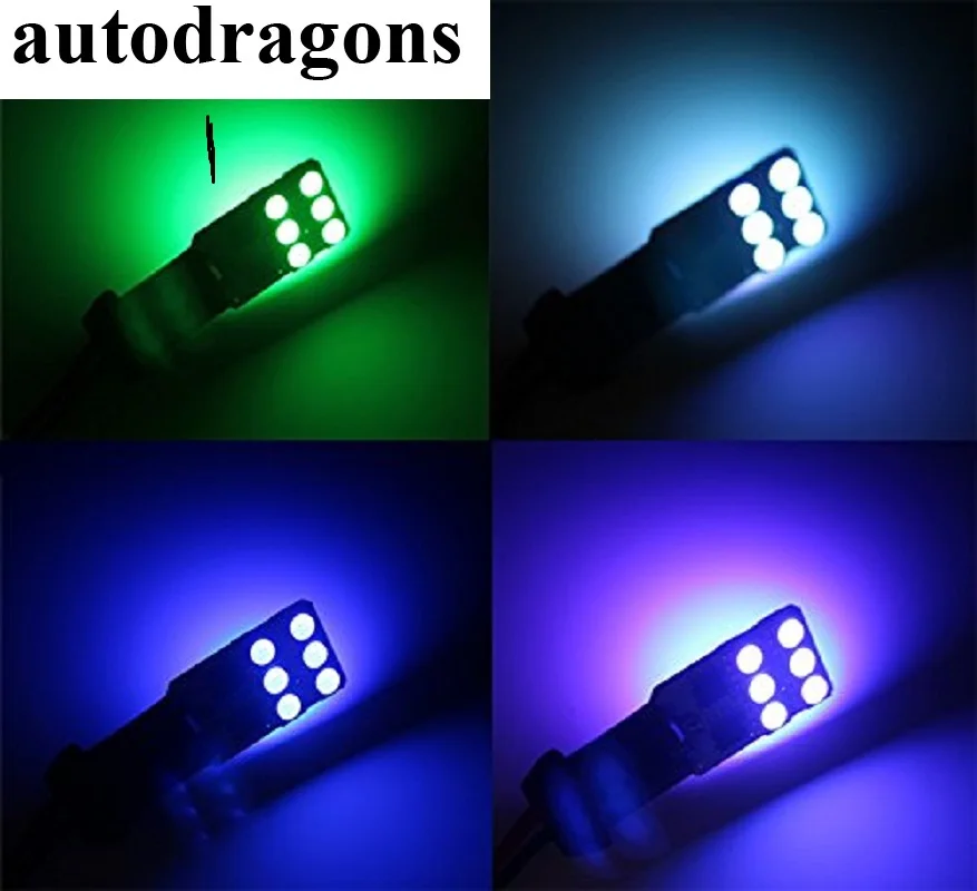 autodragons 2Pcs 12V RGB LED T10 5050 SMD Car SUV Dome Light Reading