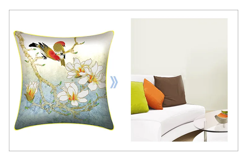Meian, цветы и птицы 3D Двойная Вышивка крестом подушка китайский стиль серии Подушка комната/украшение дома рукоделие