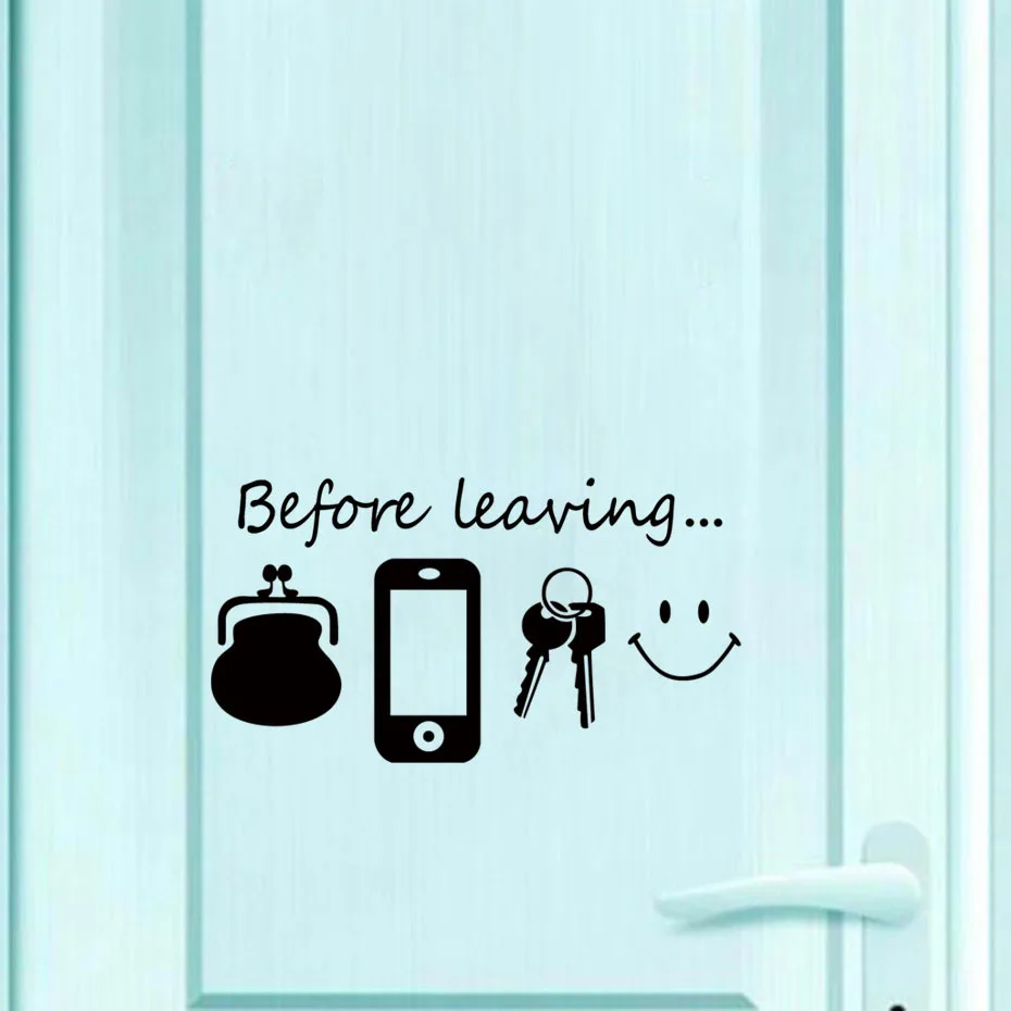 

Before Leaving Quote Vinyl Sticker Wallet Phone Keys Pattern Decal Creative Door Design Mural Poster Removable Home Decoration