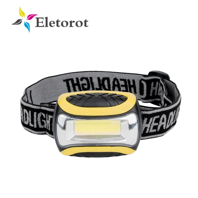 

Eletorot Mini LED COB Headlight Lamp Fishing Outdoor Camping Riding Light PVC Yellow Headlamp Torch Head Frontal Lamp 4-Modes