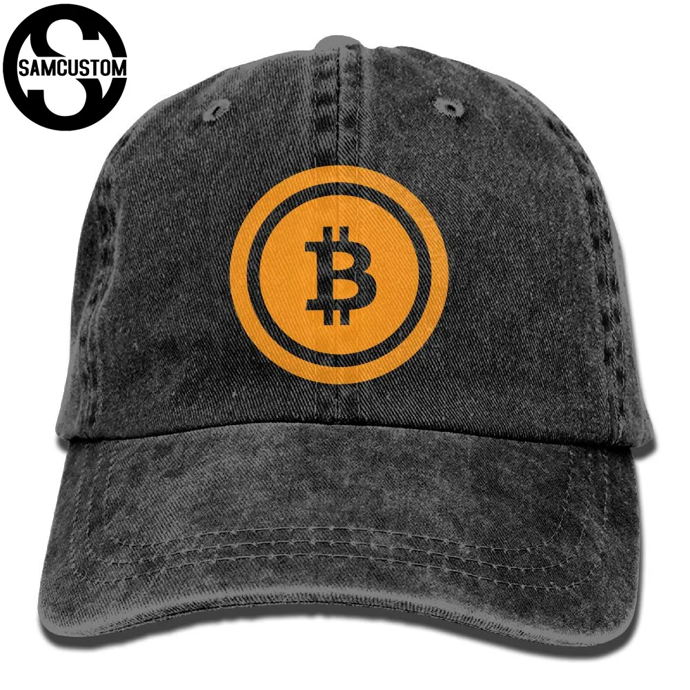 

SAMCUSTOM bitcoin 3D Creative personality Washed Denim Hats Autumn Summer Men Women Golf Sunblock Hockey Caps