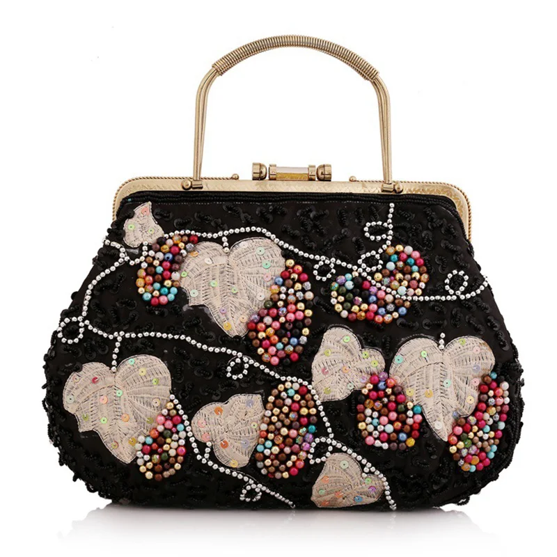 2017 new designer woman handbags women beading party bags females high quality totes handmade purses wedding bag for girl bolsa