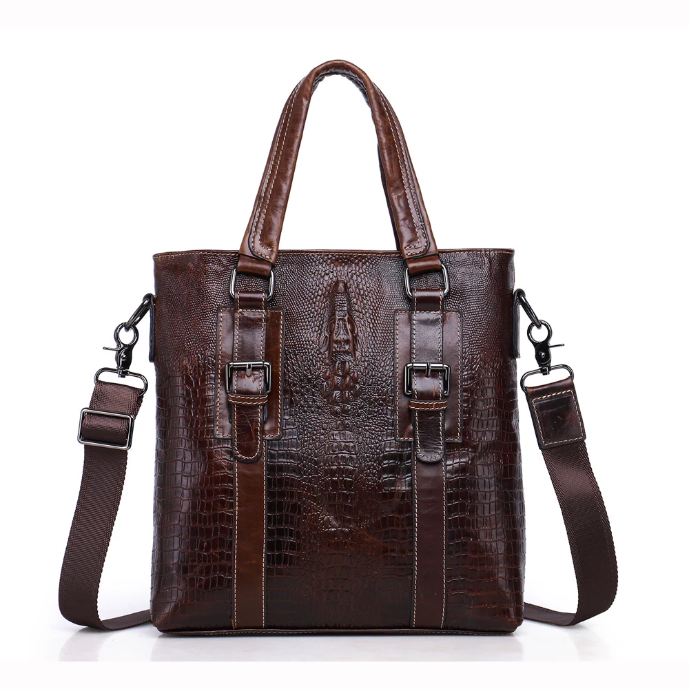 

Summer 2017 For Men Crocodile Style First Layer Cow Skin 100% Genuine Leather Bag Men's Business Messenge Bag Tablet PC handbag