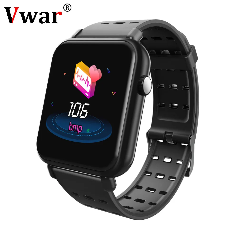 Vwar V66 умные часы для мужчин кровяное давление IP67 Водонепроницаемый фитнес трекер часы Smartwatch для IOS Android Носимых устройств - Цвет: Black Silica gel