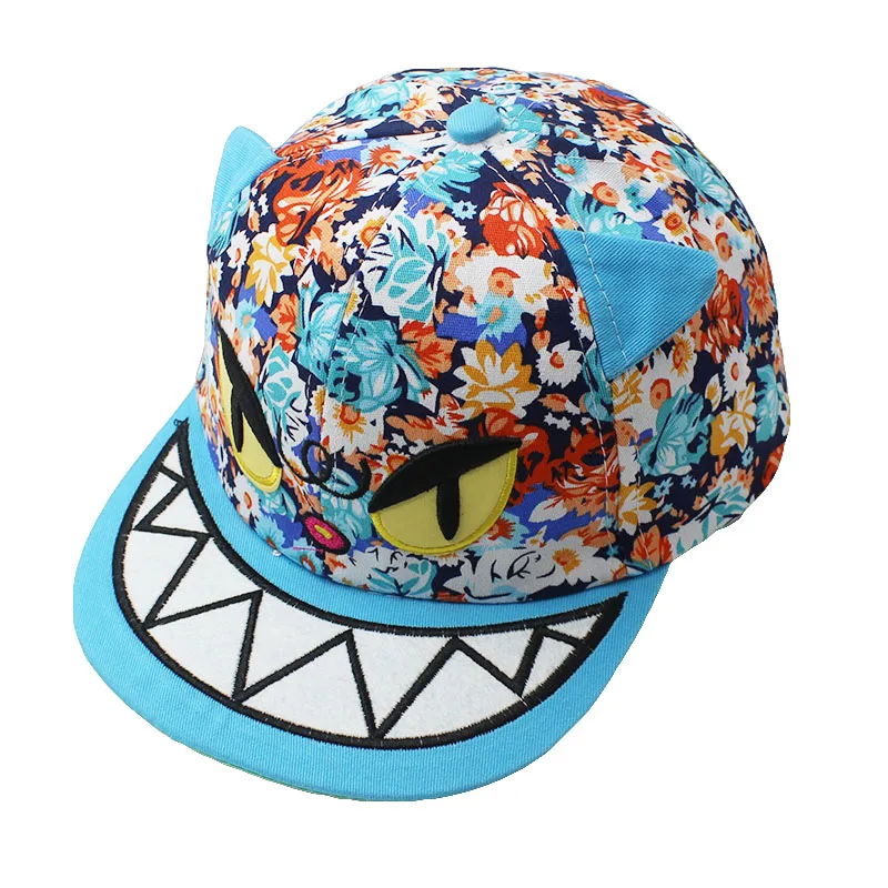 LOVINGSHA Boy Baseball Caps 3-8 Years Old Kid Cute Monster Design Snapback Caps High Qaulity Adjustable Cap For Girl CC083 - Цвет: Небесно-голубой