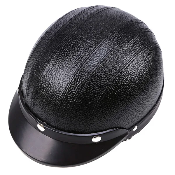 Posbay винтажные мотоциклетные шлемы самокат с открытым лицом Половина кожаные шлемы козырек УФ велосипедные защитные очки мужские женские шлемы - Цвет: Helmet Style 1