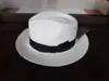 White Authentic Hat Black Contrasting Woolen Fedoras Cap Elegant 100% Wool Vintage Cowboy Cap Jackson Wool Hat White B-8139 ► Photo 3/4