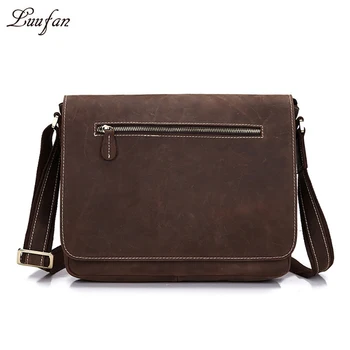 

Vintgae genuine leather men crossbody bags Crazy horse cowhide A4 male shoulder messenger bag real leather school book bags