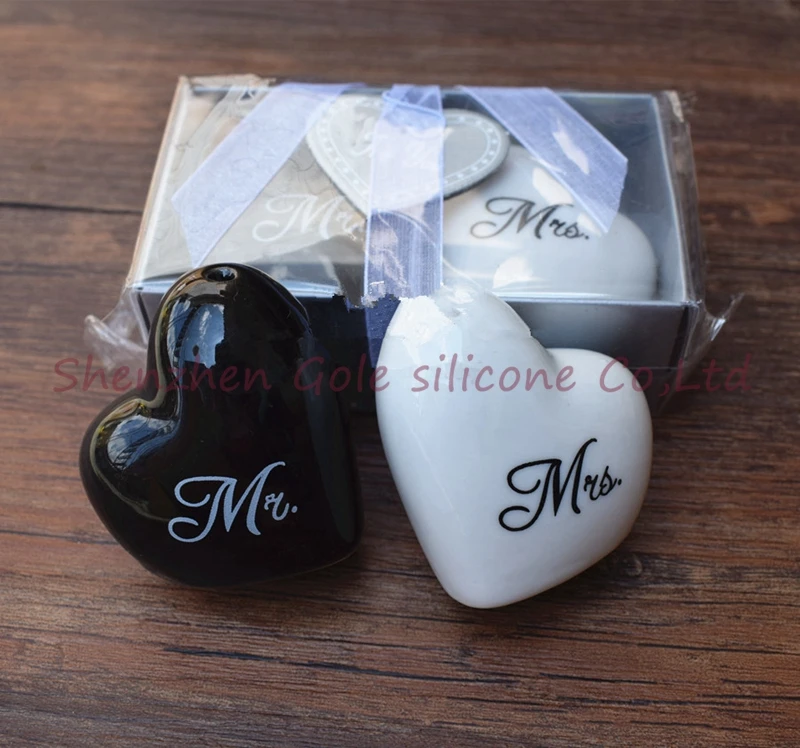 Керамический шейкер love heart Mr & Mrs для соли и перца xxoo round square 60 шт. 30 комплектов