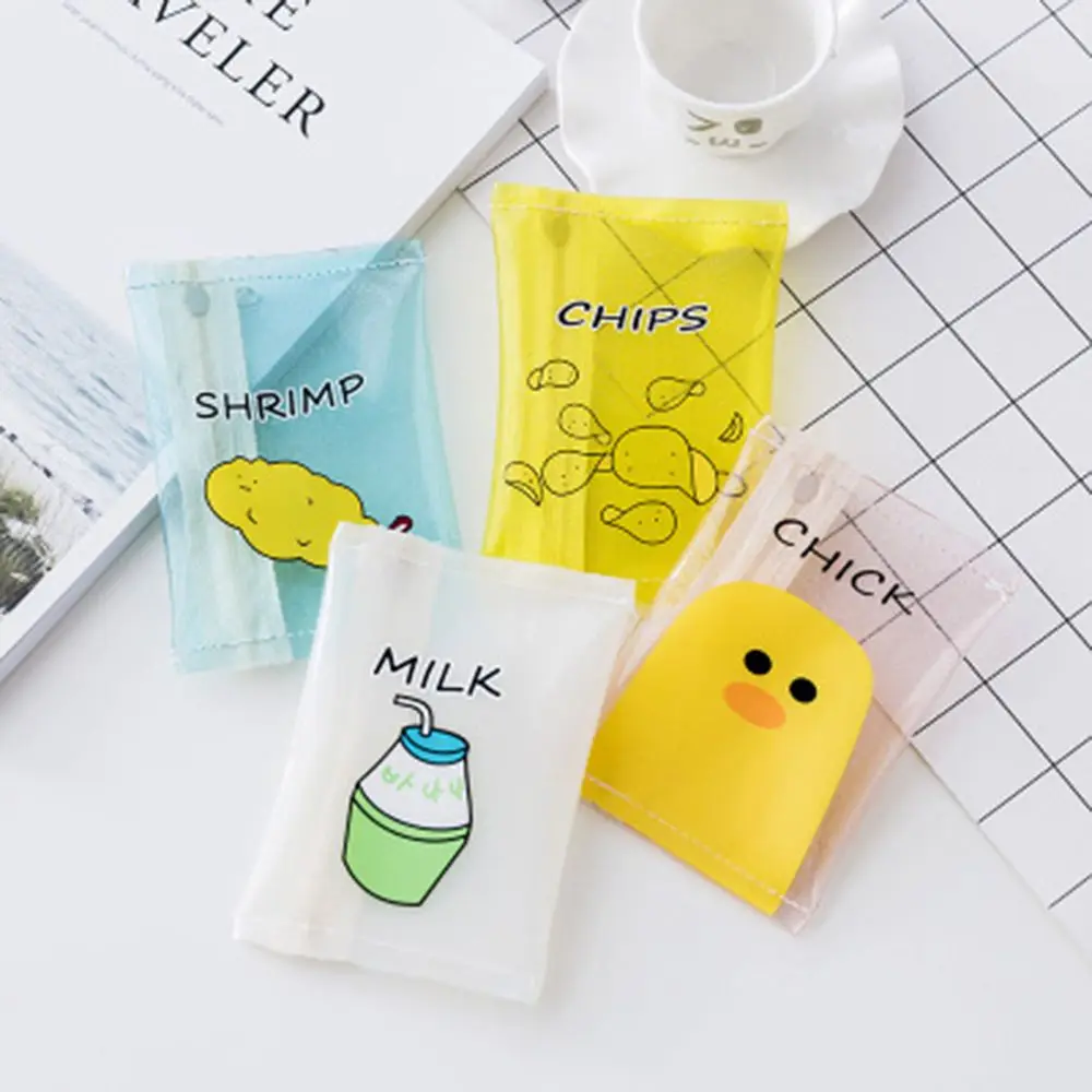 

Hot Sell Translucent Lovely Femme Wallet Cartoon Fun Snacks Coin Purse Soft PVC Coin Bag Zipper Women