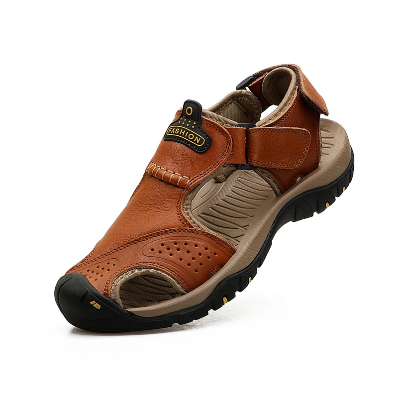 

Men Summer Sandals Genuine Leather Casual Shoes Man Roman Style Beach Sandals Brand Men Summer Shoes Big Size 39-46
