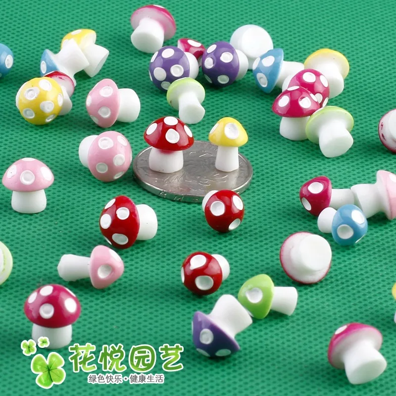 

100pcs/lot solid Resin colorful mushroom mix size Cabochon Scrapbook Crafts DIY Embellishments Phone Decoration
