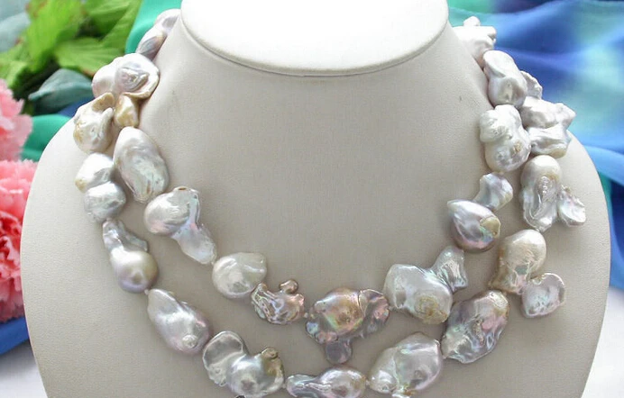 

xiuli 001738 Real Natural 33" lavender KESHI REBORN PEARL NECKLACE