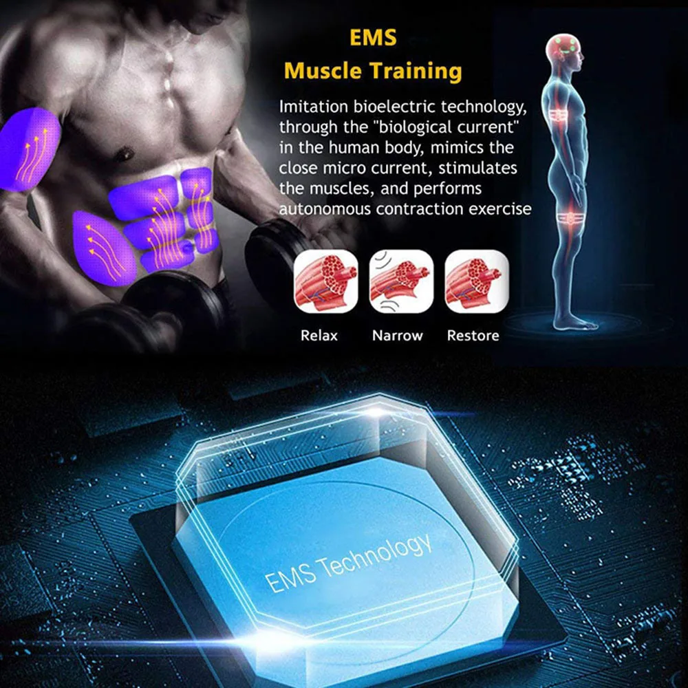 EMS стимулятор мышц живота тренажер фитнес домашний тренажерный зал электро стимуляция тела пояс для похудения Вибрация фитнес-наклейки Unise