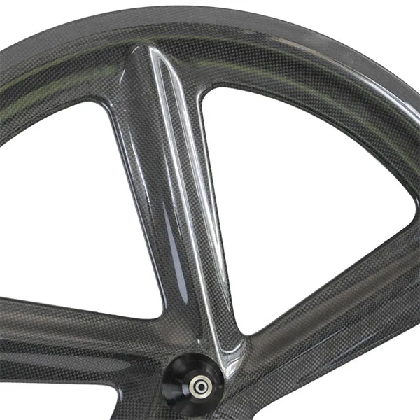 Best Top quality  five-spokes wheel 3K/GLOSSY clincher front wheel for road racing bike 5-spokes wheel 2