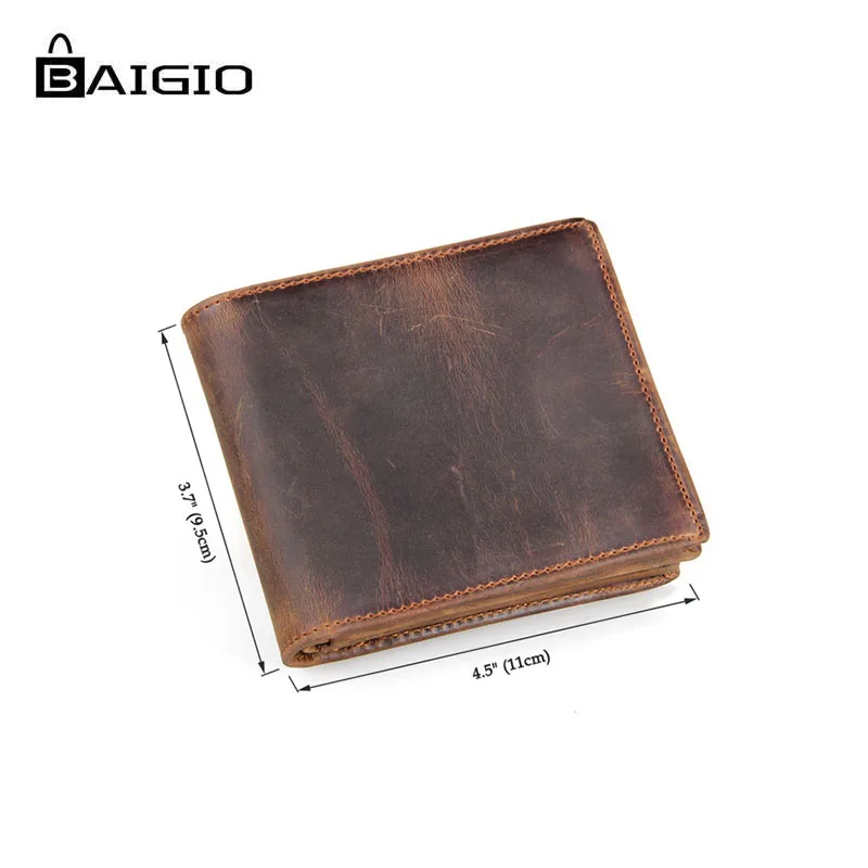 Baigio Men's Vintage Genuine Cow Hide Leather Wallets Slim Money Clip Billfold For Men Retro Style Purse Best Designer | Багаж и сумки