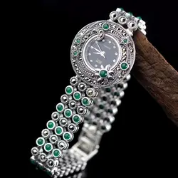 S925 чистого серебра украшения тайский серебряный seiko дамы браслет хризопразовый браслет часы