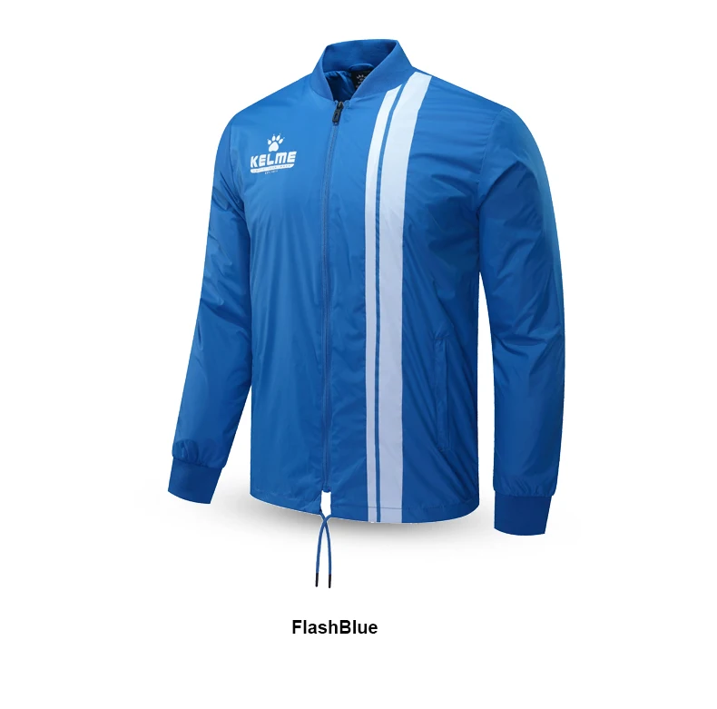 Kelme футбольный тренировочный костюм куртка осенняя и зимняя ветрозащитная Водонепроницаемая теплая Модная спортивная куртка для отдыха 3881206 - Цвет: Blue