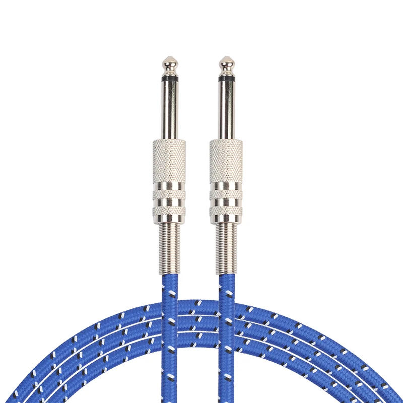 Trumsoon 6.35mm Jack to 6.35mm Male Woven AUX Cable Audio Cord for Mixer Amplifier Microphone Guitar