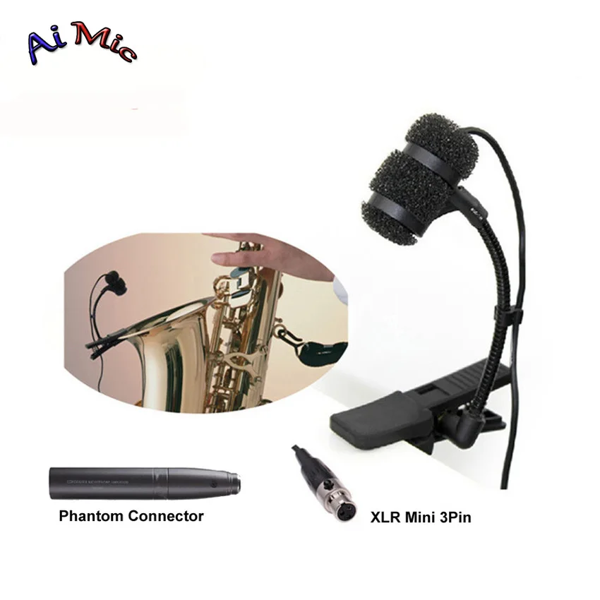 

Gooseneck Instrument Microphone Music Saxophone Transmitter Microfone with Mini XLR 3pin for AKG Samson Wireless System Mic