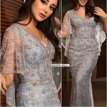 VARBOO_ELSA, роскошное вечернее платье ручной работы с кристаллами,, элегантное платье русалки для выпускного вечера, длинное Тюлевое платье цвета шампанского, длинное дубайское платье