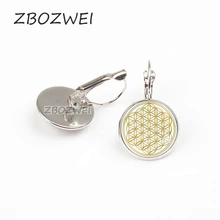 ZBOZWEI 1 шт./лот модная мандала цветок жизни-золотые классические круглые серьги из стекла кабошона ювелирные изделия на заказ