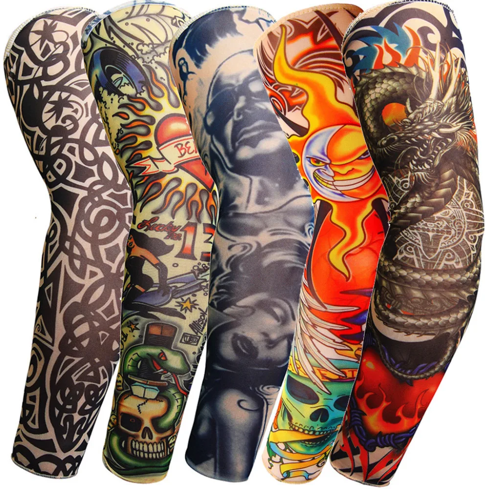 

2019 New Anti-Sunshine Fashion Men and Women Tattoo Arm Leg Sleeves High Elastic Nylon Halloween Party Dance Party Tattoo Sleeve