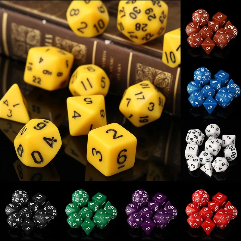Многогранный стол 10 шт./компл. настольные RPG игры кубики 4/6/8/10/12/24/30 двусторонние