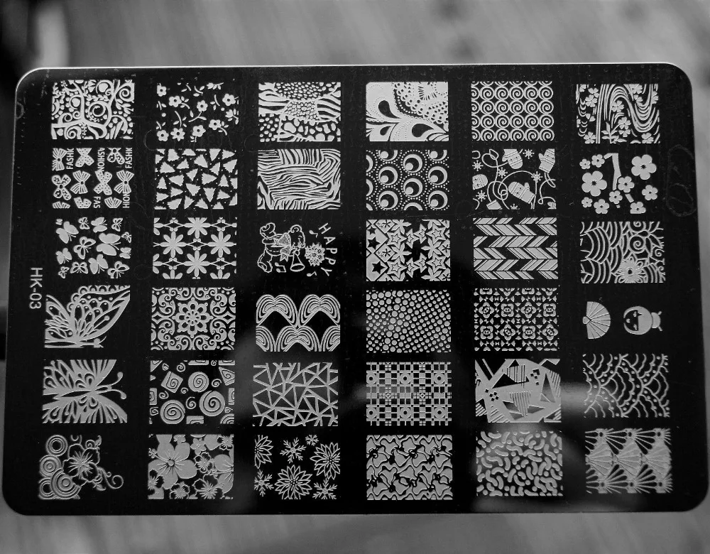 

2017 NEW 14.5*9.5CM HK Large Nail Art Templates Image Stamp Plate Scraper DIY Polish Nail Art Manucure Tools HK-03,free shipping