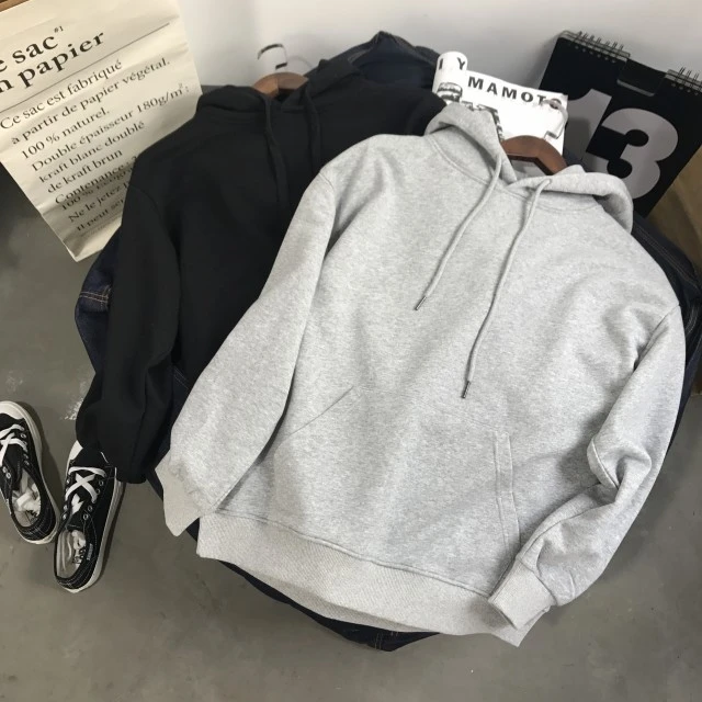 

Simple wild BF hooded pullover temperament casual loose fashion with lacing Kangaroo pocket solid color Female Sweatshirt