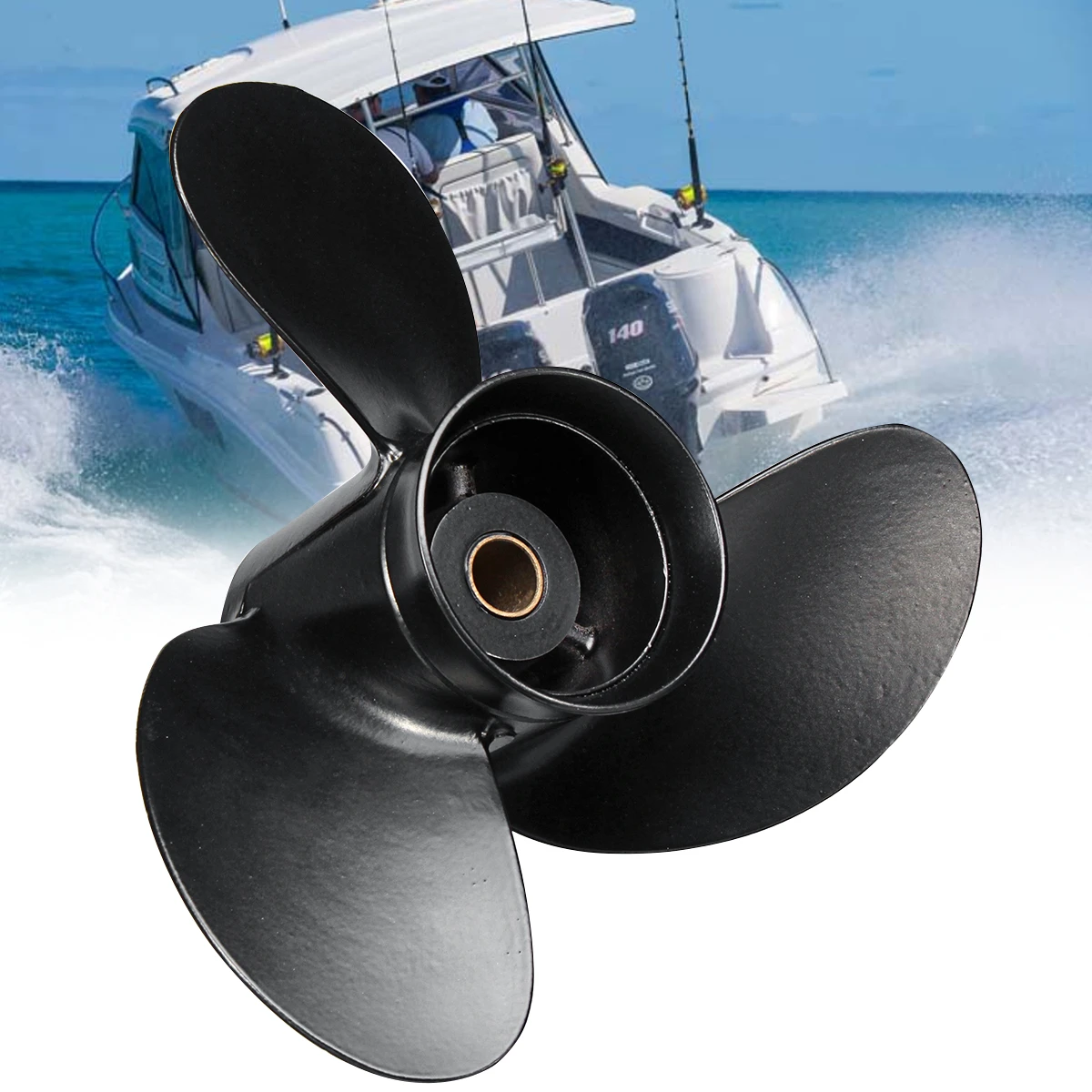 

3B2W64517-1 for Tohatsu Nissan-Mercury 8-9.8HP 8.5X9 Boat Outboard Propeller Aluminum Alloy 12 Spline Tooths 3 Blades Black