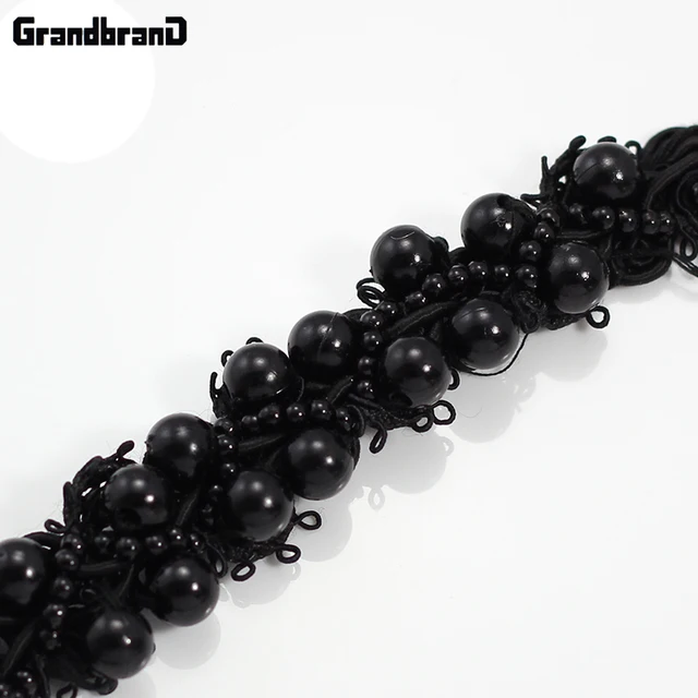Beaded Pearls Trim Braided Black Lace T Lique Ribbon Beaded Pearls Trim Braided Black Lace T Lique Ribbon Sewing Supplies For Wedding Dress Arel Accessories