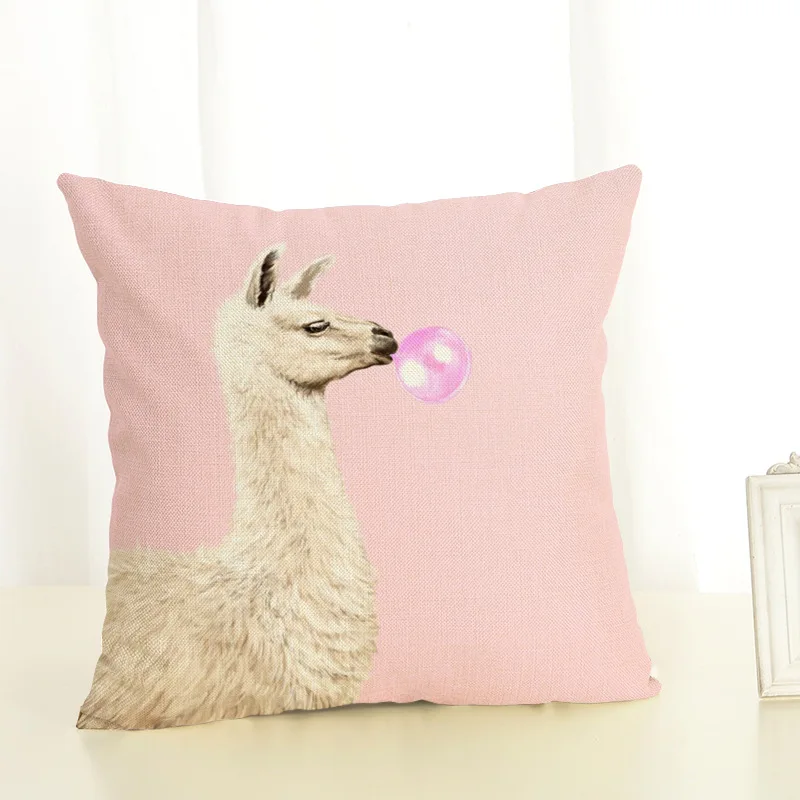 Llama Веселая наволочка Альпака Жираф выдув пузырьки льняная наволочка для подушки гостиной диван подушка украшение наволочка