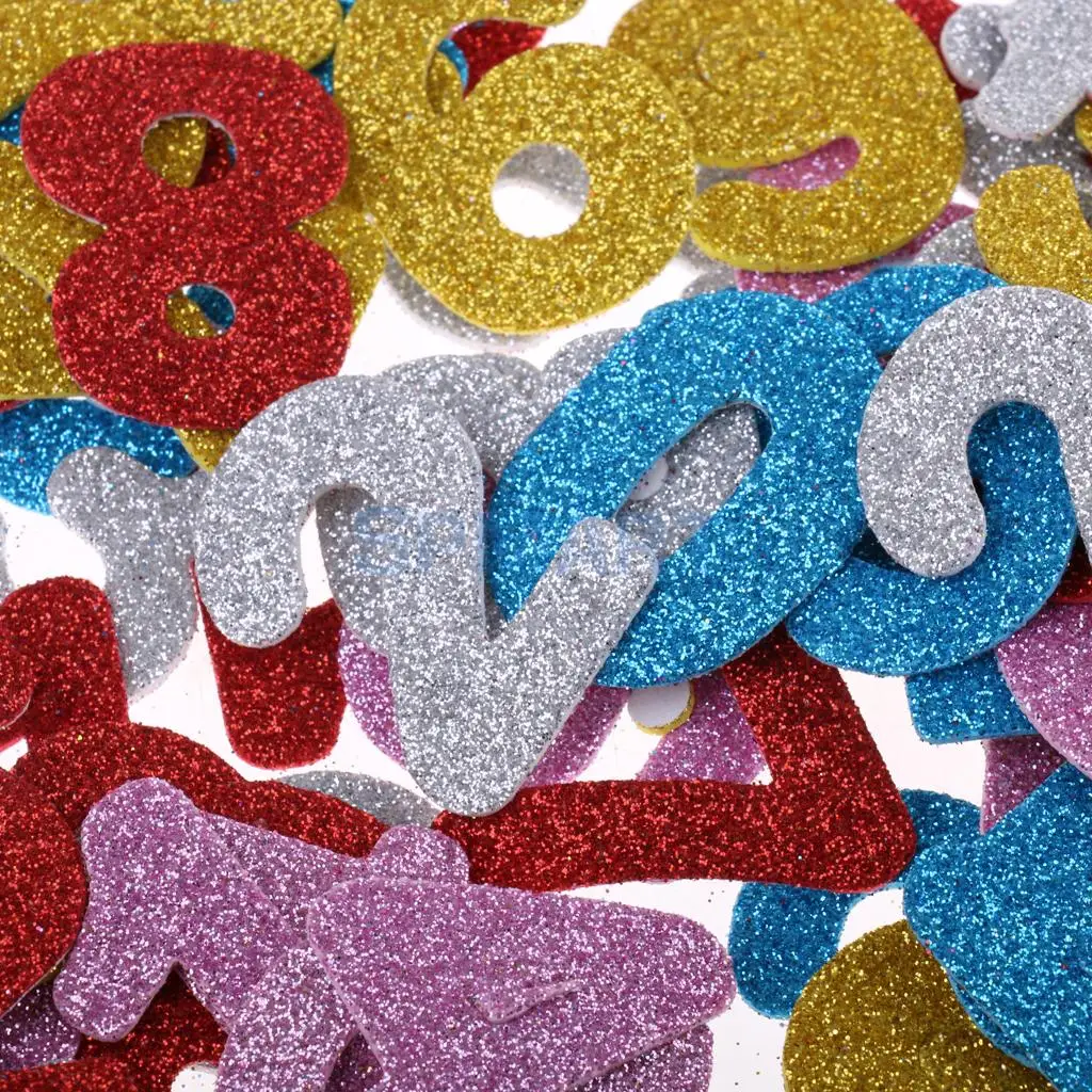 200Pcs 4cm Glitter Foam Stickers Self Adhesive Numbers Sticker for Scrapbooking Card Art Craft Making Kids Fun Creative Toys DIY