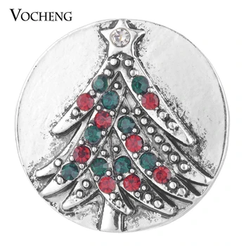 

10PCS/Lot Wholesale Christmas Tree Vocheng Ginger Snap Jewelry 18mm with Crystal Button Vn-1754*10